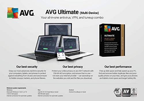 AVG Ultimate 2022 | Antivirus+Cleaner+VPN | 10 Devices, 2 Years [PC/Mac/Mobile Download]